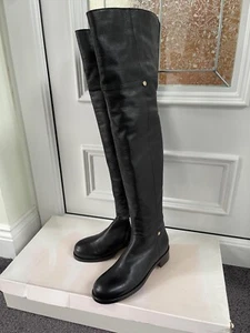 BOTAS SOBRE LA RODILLA JIMMY CHOO DE CUERO REAL NEGRAS DE DISEÑO NUEVAS TALLA 7/40 - Imagen 1 de 12