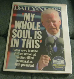 VINTAGE ZEITUNG - THE NEW YORK DAILY NEWS - 2020 WAHLEN - BIDEN - 21. JANUAR 2021 - Bild 1 von 2