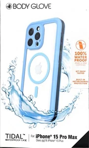 Body Glove Tidal Waterproof with MagSafe Case - iPhone 15 Pro Max Blue/Clear - Picture 1 of 3