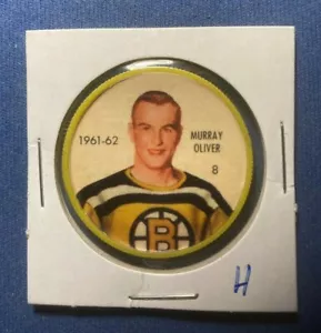 1961-62 Hunter's Potato Chips Hockey Coin Murray Oliver #8 Boston Bruins *RARE* - Picture 1 of 2