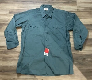Camisa Dickies Para Hombres XL 17 1/2 x 33 Trabajo Abotonada Bolsillos Verdes Manga Larga - Imagen 1 de 12