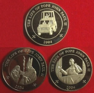 2004 SOMALIA - MINT BU SET (3) - POPE JOHN PAUL II - 25 SHILLINGS - KM# 155-157 - Picture 1 of 9