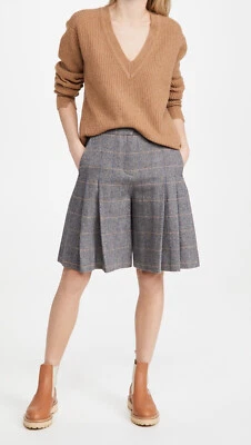 Pantalón corto para mujer RAG & BONE New York Lani plisado gris a cuadros mezcla de lana 8 nuevo con etiquetas $325 Foto 1 de 4