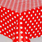 Plain Red ground, with White Polkadots Vinyl Pvc Wipeclean Tablecloth, Cafe, bar