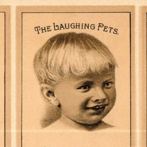 Great Atlantic & Pacific Tea Co. Victorian Trade Card Laughing Pets Frank Hegger - Picture 1 of 3