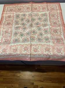 VINTAGE UNBRANDED  FLORAL PINK ACETATE SCARF MADE IN JAPAN 21" SQUARE ROLLED HEM - Picture 1 of 11