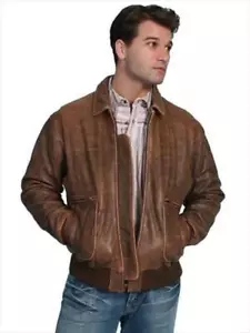 Scully Mens Leather Wear Lambskin Bomber Jacket, Brown Antique Lamb, Medium - Picture 1 of 1