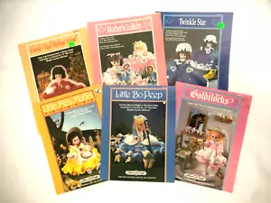 6 Crochet Pattern Books Nursery Rhyme Fairy Tale 13" Bed Pillow Music Box Dolls - Picture 1 of 4
