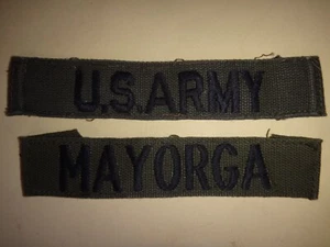 2 Vietnam War US Army Subdued Pocket Patches: U.S. ARMY + MAYORGA Name Tape - Picture 1 of 3