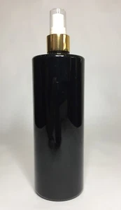 500ml Black Cylindrical PET Plastic Bottle+ Shiny Gold Atomiser Spray ANY AMOUNT - Picture 1 of 1