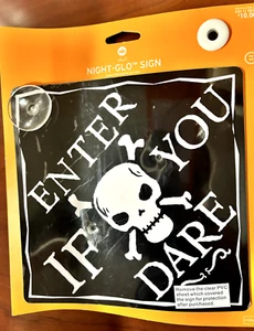 Enter If You Dare Night-Glo Sign Skull Pirate Halloween BRAND NEW Window Decor - Picture 1 of 6