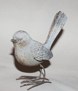 Graue Vogelfigur mit Metallbeinen & -füßen 5 1⁄2"" groß süß! - Bild 1 von 7