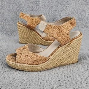 Sandali donna Donald Pliner in sughero taglia 6 M marroni espadrillas cinturino alla caviglia scarpe boho - Foto 1 di 11