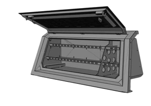 Steel Tub Canopy Storage Unit Passenger Side With Two Shelves - Picture 1 of 4