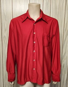 red disco shirt XL men s 1970s Qiana - Picture 1 of 9