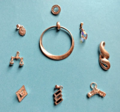 8x Lovely STERLING SILVER PENDANT Cubic Zirconia, Crystal Great for RESELLING UK - Image 1 of 4