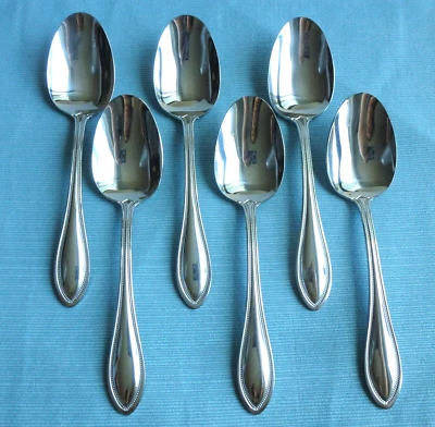 New Oneida AMERICAN HARMONY /ARBOR Set of 6 Oval Soup Spoons Stainless (7 3/8") - Image 1 of 3
