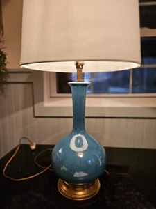 Lámpara de cerámica vintage Haeger MCM azul esmaltada cuello botella - Imagen 1 de 8
