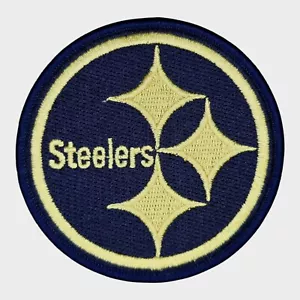 TOPPA SPORTIVA PITTSBURGH STEELERS BLU NAVY ORO LOGO CALCIO FERRO SU SQUADRA NFL - Foto 1 di 2