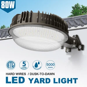 Outdoor 80W LED Barn Yard Light With Dusk to Dawn Photocell Security Floodlights - Picture 1 of 10