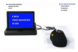 5 Inch Mouse Loupes Low Vision Aid Magnifier  Portable Screen New Reading glass - Picture 1 of 12