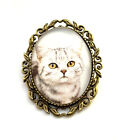 Cute Cat Brooch Kitten Lovers Pin Antique Brass Vintage Style Women Birthday
