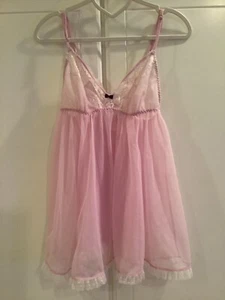 Victoria's Secret transparentes Babypuppen-Dessous-Top mit Spitze rosa Gr. Medium - Bild 1 von 10