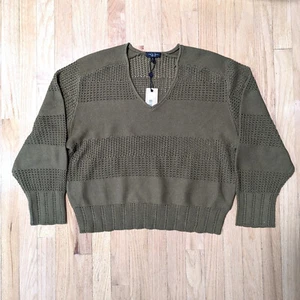 RAG & BONE Faye V-neck Sweater in Military Size L NEW WITH TAGS - Picture 1 of 4