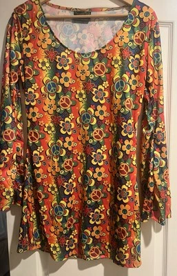 UNDERWRAPS Women's 1960s Retro Hippie Peace  Costume Dress M Nice! Medium - Image 1 of 3