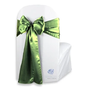 20 pcs Satin Chair Cover Bow Sash 108"x8" - Sage Green - Wedding Party mb - Picture 1 of 5