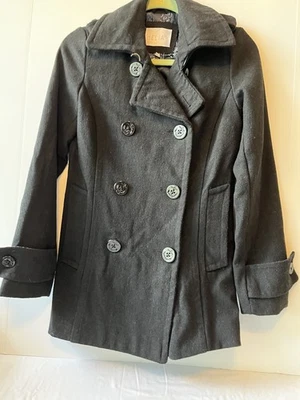 Abrigo DeliA’s Doble Pecho Pequeño Negro Guisante/Forro Floral Azul Foto 1 de 4