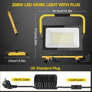 Proyector LED de 200W con trípode amarillo y enchufe de la UE proyector de construcción lámpara regulable - Imagen 1 de 8