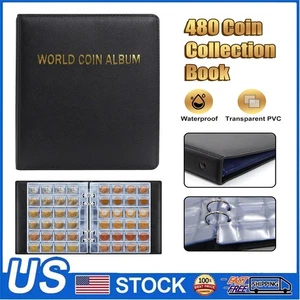 480 Bolsillo Colección Álbum Colección Libros Monedas Portamonedas Alta Capacidad - Imagen 1 de 12