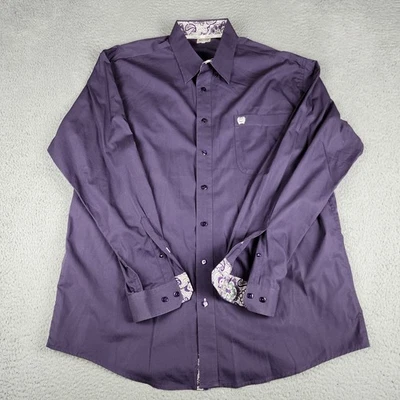 Camisa Cinch Para Hombres Grande Púrpura Abotonada Manga Larga Puño Abatible Western Ranch Foto 1 de 4