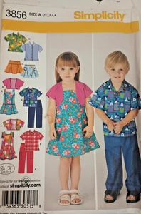 Simplicity 3856 Unisex Kids Wardrobe Size 6 m to 4 Pattern Cut Envelope Damage - Picture 1 of 6