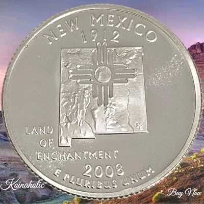 2-2008 S SILVER New Mexico Proof State Quarter, 25c Deep Cameo Fast 🚢  - Image 1 of 4