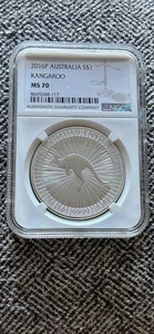2016P Australia Kangaroo S$1 0.999 Fine Silver One Dollar NGC MS70 - Picture 1 of 2