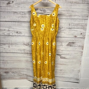 Hawaii by Alfred Shaheen Yellow Floral Maxi Dress Size 12 - Picture 1 of 7