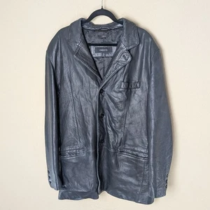 Claiborne Men's Black Lambskin Leather Blazer Jacket Size L — Fair Condition - Picture 1 of 10