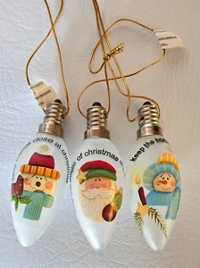 Adornos Felices Fiestas Bombillas - Juego de 3 - Muñecos de Nieve y Papá Noel NUEVO en Caja - Imagen 1 de 4