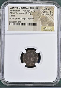 W. Roman Empire AD 364-375 AE3 (Nummus) Valentinian I NGC Ch VF - Picture 1 of 2