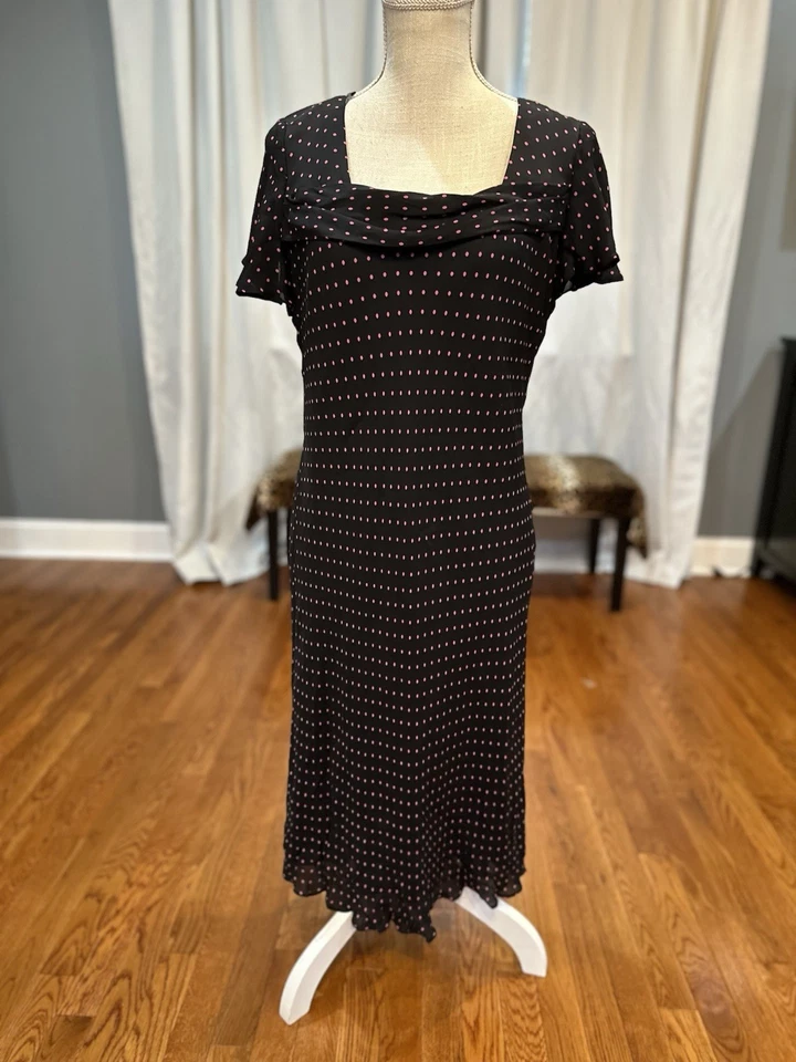 Vestido Donna Ricco Seda Bebé Azul Y Rosa Lunares Mujer’s Talla 14 LNC  Foto 1 de 4