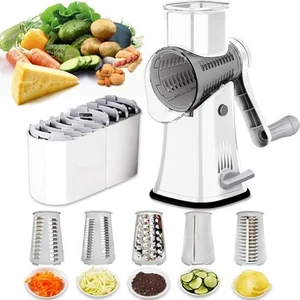 Rotary Cheese Grater Shredder 5-in-1 Tumbling Box Mandoline Vegetable Julienn... - Picture 1 of 6