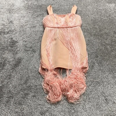 Asos Shift Dress womens 6 Peach Pink Long Fringe Knee Length Soft Ladies New NWT - Image 1 of 4