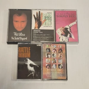 Classic Rock/Pop 80s Cassette Tape Lot 5 Collins U2 Bangles Simply Red Genesis - Picture 1 of 7