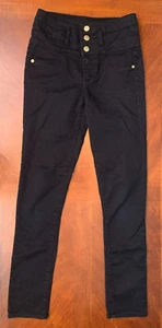 Refuge High Stacked Waist Super Skinny Stretch Jeggings - Women's 2, Navy Blue - Picture 1 of 7