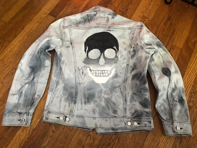 ✔️Chaqueta Levi Jean Calavera Pintada a Mano Personalizada Talla Grande Punk Rock Foto 1 de 4