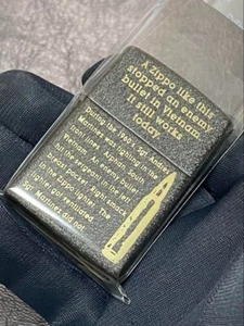 Encendedor Zippo Bullet negro craquelado impreso procesamiento a una cara regular Japón - Imagen 1 de 8