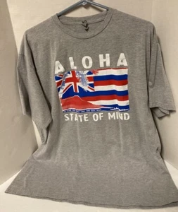 Hawaii Staatsflagge T-Shirt Herren XL Kurzarm grau Aloha State Grafikdruck - Bild 1 von 5