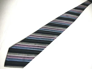 Valerio Garati Mens Necktie Tie Black Pink Blue Grey Striped 60" - Picture 1 of 4